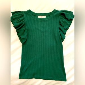 Emerald green Loft puff sleeve top